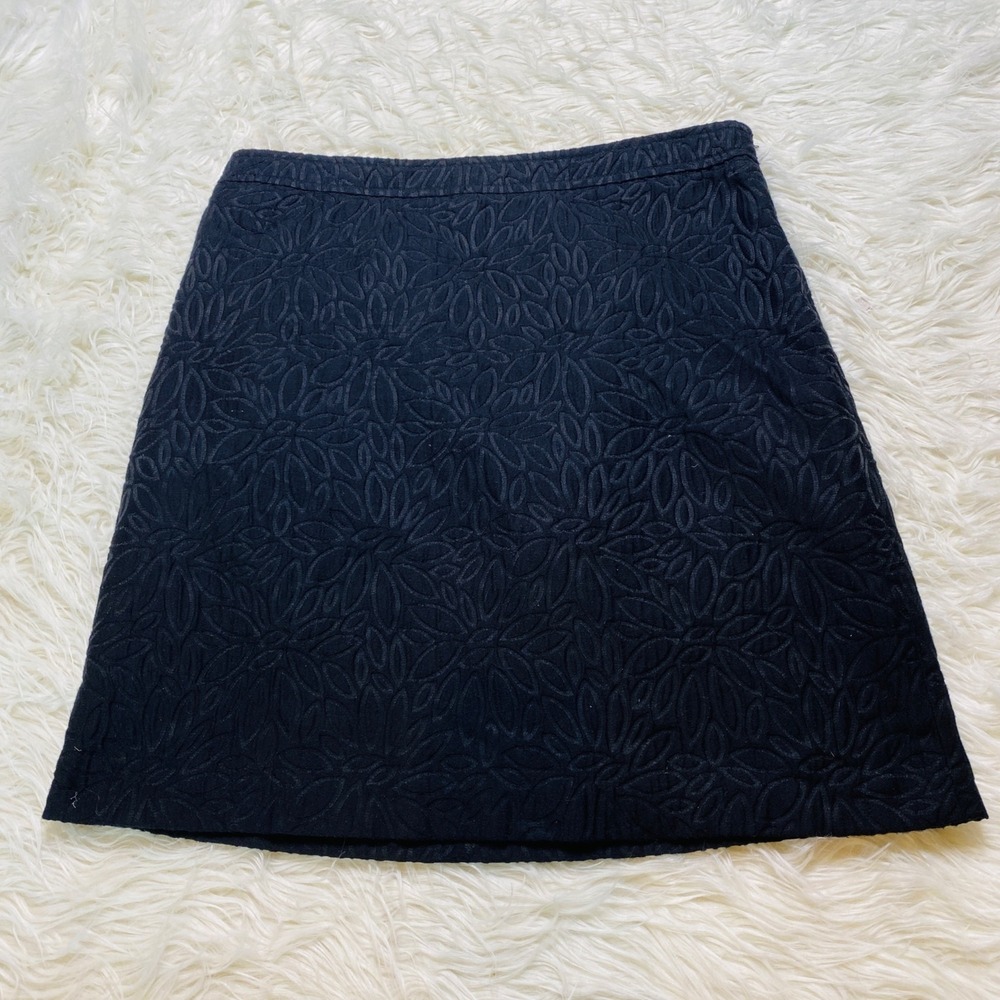 Worth Skirt Womens 10 Aline Mini Black Career Embossed Side Zip Lined